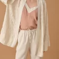 NICOLE Şık Rahat Kadın Kimono Pantolon Pijama Takımı - Neutral