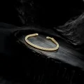 Oval Kral Bakla Örgülü Sarı Çelik Zincir Bileklik 4Mm