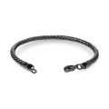 Oval Kral Bakla Örgülü Siyah Çelik Zincir Bileklik 4.0Mm