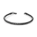 Oval Kral Bakla Örgülü Siyah Çelik Zincir Bileklik 4.0Mm