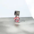 Pembe Kalp Desenli İtalyan Charm Sallantılı