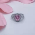 Pembe Kalp Detaylı Yüzük Gümüş Renk