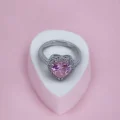 Pembe Kalp Detaylı Yüzük Gümüş Renk