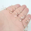 Pembe Kırık Taşlı Çelik Zincir