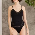 Penye Şık Siyah Atlet Külot & Kaşkorse Set
