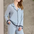 Penye Biyeli Şık Kadın Gecelik Pijama