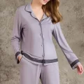 Penye Biyeli Şık Kadın Pijama Takımı