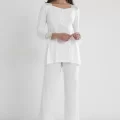 Penye Şık Ekru Pijama Takımı