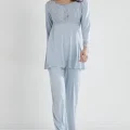 Penye Şık Mist Renkli Dantelli Pijama Takımı