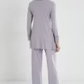 Penye Şık Dantelli Lohusa Pijama Takımı - Royal