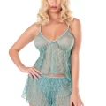 Aqua Saten Şık Babydoll Şort Takımı