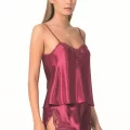 Bordo Şık Saten Babydoll Gecelik