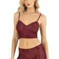 Bordo Şık Saten Şort Takımı