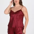 Büyük Beden Şık Bordo Şort Takımı