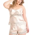 Büyük Beden Şık Saten Babydoll Şort Takımı