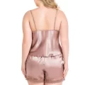 Büyük Beden Şık Saten Babydoll Şort Takımı Vizon