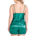Büyük Beden Şık Zümrüt Saten Babydoll Şort Takımı