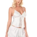 Ekru Şık Saten Babydoll Şort Takımı