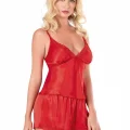 Kırmızı Şık Saten Babydoll Şort Takımı