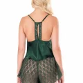 Koyu Yeşil Şık Saten Babydoll Şort Takımı