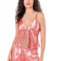 Mercan Şık Saten Babydoll Şort Takımı
