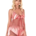 Mercan Şık Saten Babydoll Şort Takımı