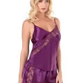 Mor Şık Saten Babydoll Şort Takımı