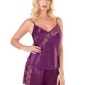 Mor Şık Saten Babydoll Şort Takımı