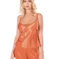 Oranj Şık Saten Babydoll Şort Takımı