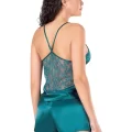 Petrol Saten Şık Babydoll Pijama