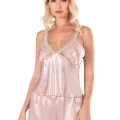 Pudra Saten Şık Babydoll Şort Takımı