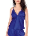 Saks Şık Saten Babydoll Şort Takımı