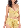 Sarı Tül Babydoll Şort Takımı - Sağlık Odaklı Gecelik