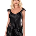 Siyah Şık Saten Babydoll Şort Takımı