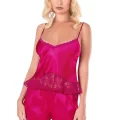 Vişne Şık Saten Babydoll Şort Takımı