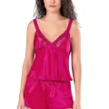 Vişne Saten Şık Babydoll Pijama