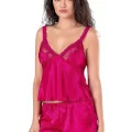 Vişne Saten Şık Babydoll Pijama