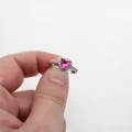 Rodyum Kaplama 6mm Kalp Yüzük Fuşya