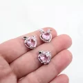 Rodyum Kaplama İthal Pembe Yıldızlı Kalp