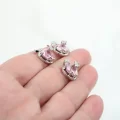 Rodyum Kaplama İthal Pembe Yıldızlı Kalp