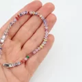 Rodyum Kaplama Küçük Mekik Taşlı Mix Bileklik