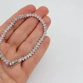 Rodyum Kaplama Mekik Taşlı Zirkonlu Bileklik