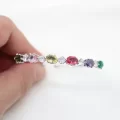 Rodyum Kaplama Mix Oval Taşlı Bileklik
