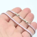 Rodyum Kaplama Pembe Minik Baget Taşlı Su Yolu Bileklik
