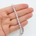 Rodyum Kaplama Yuvarlak Taşlı Buzlu Pembe Bileklik