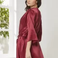 Kaliteli Şık Saten Kadın Pijama Takımı - Bordo Renk