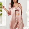 Kaliteli Şık Saten Kadın Pijama Takımı - Brandy Renk