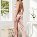 Kaliteli Şık Saten Kadın Pijama Takımı - Brandy Renk