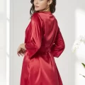Kaliteli Şık Kırmızı Kadın Pijama Takımı - Sabahlık Dahil