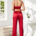 Kaliteli Şık Kırmızı Kadın Pijama Takımı - Sabahlık Dahil